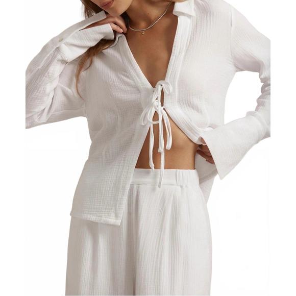 NEW FAVORITE DAUGHTER tied and true long sleeve top in white - Picture 3 of 5